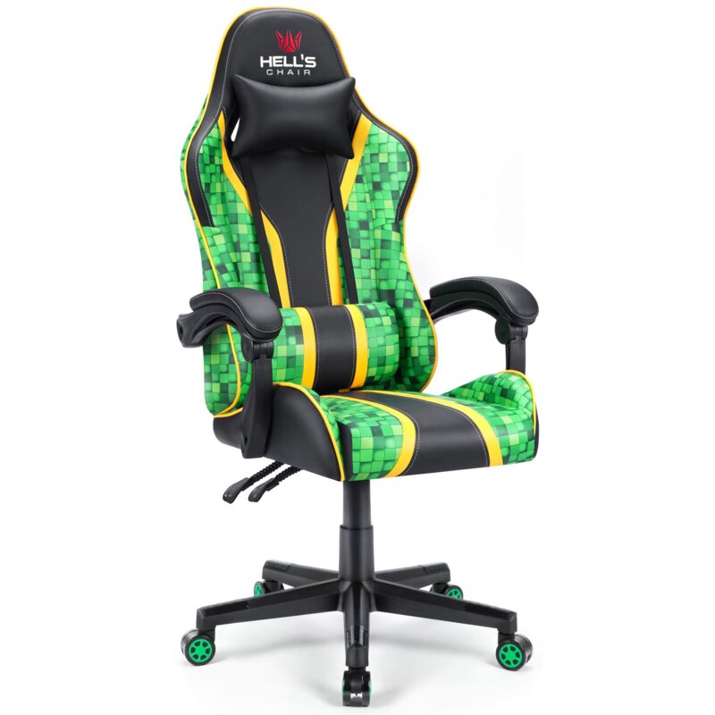 Fotel gamingowy HELL'S CHAIR HC-1005 Cube Zielono-czarny