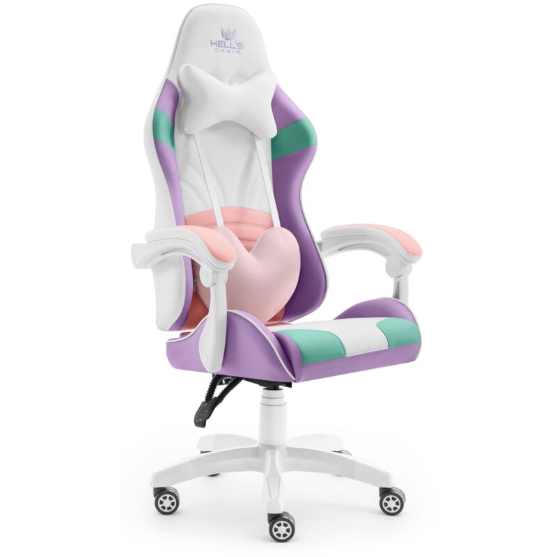 Fotel gamingowy HELL'S CHAIR Rainbow Różowy