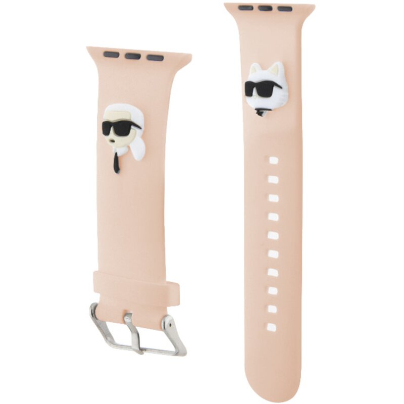 Pasek KARL LAGERFELD Karl & Choupette Heads do Apple Watch do koperty 38/40/41mm Różowy