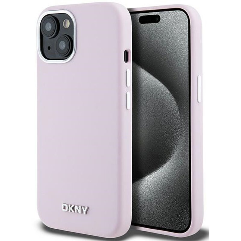 Etui DKNY Liquid Silicone Small Metal Logo MagSafe do Apple iPhone 13/14/15 Różowy