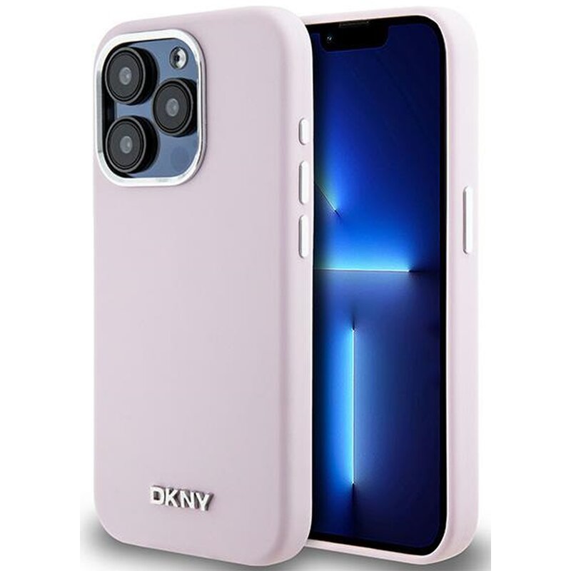 DKNY Hardcase Liquid Silicone Small Metal Logo MagSafe do iPhone 14 Pro Różowy