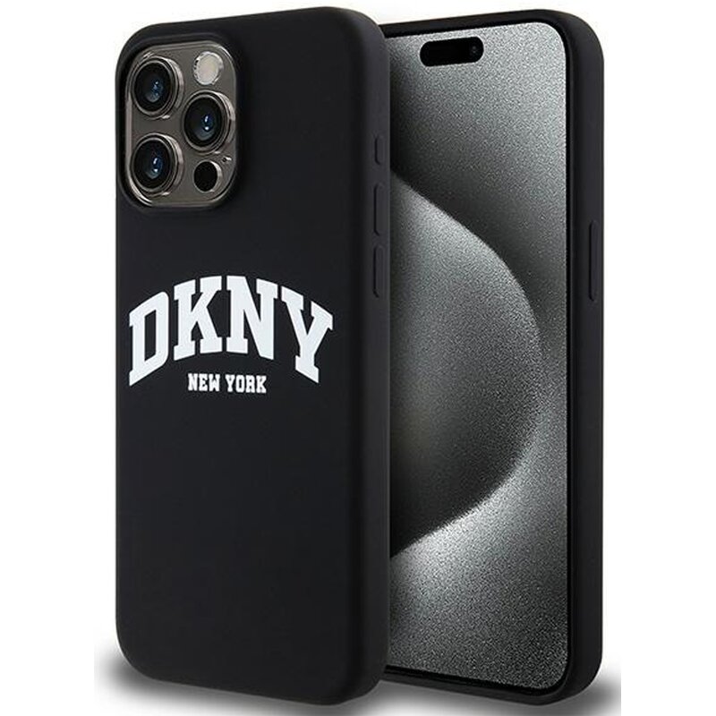 Etui DKNY Liquid Silicone White Printed Logo MagSafe do Apple iPhone 14 Pro Max Czarny