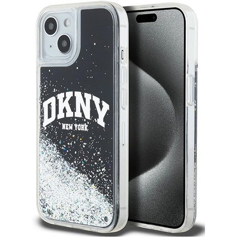 Etui DKNY Liquid Glitter Big Logo do Apple iPhone 13/14/15 Czarny