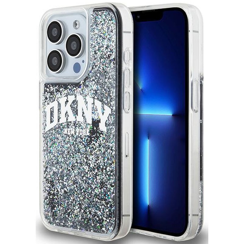 Etui DKNY Liquid Glitter Big Logo do Apple iPhone 15 Pro Czarny