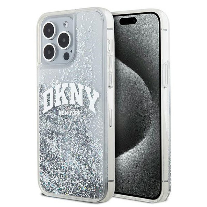 Etui DKNY Liquid Glitter Big Logo do Apple iPhone 15 Pro Biały
