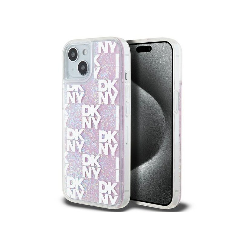 DKNY Liquid Glitter Multilogo do iPhone 15 Różowy
