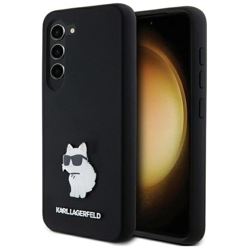 Etui KARL LAGERFELD Silicone Karl&Choupette Metal Pin do Samsung Galaxy S24+ Czarny