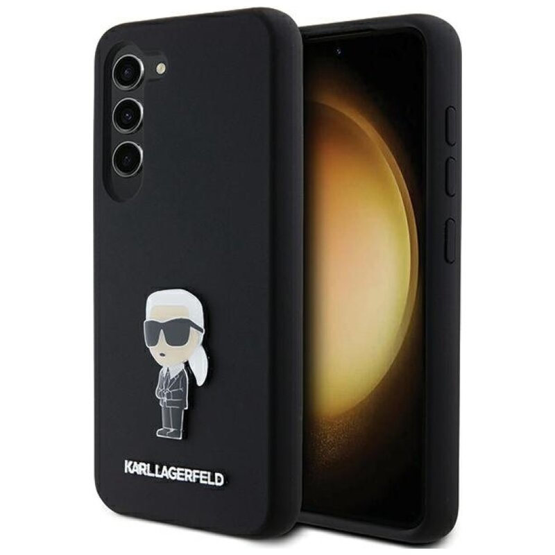 Etui KARL LAGERFELD Silicone Ikonik Metal Pin do Samsung Galaxy S24+ Czarny