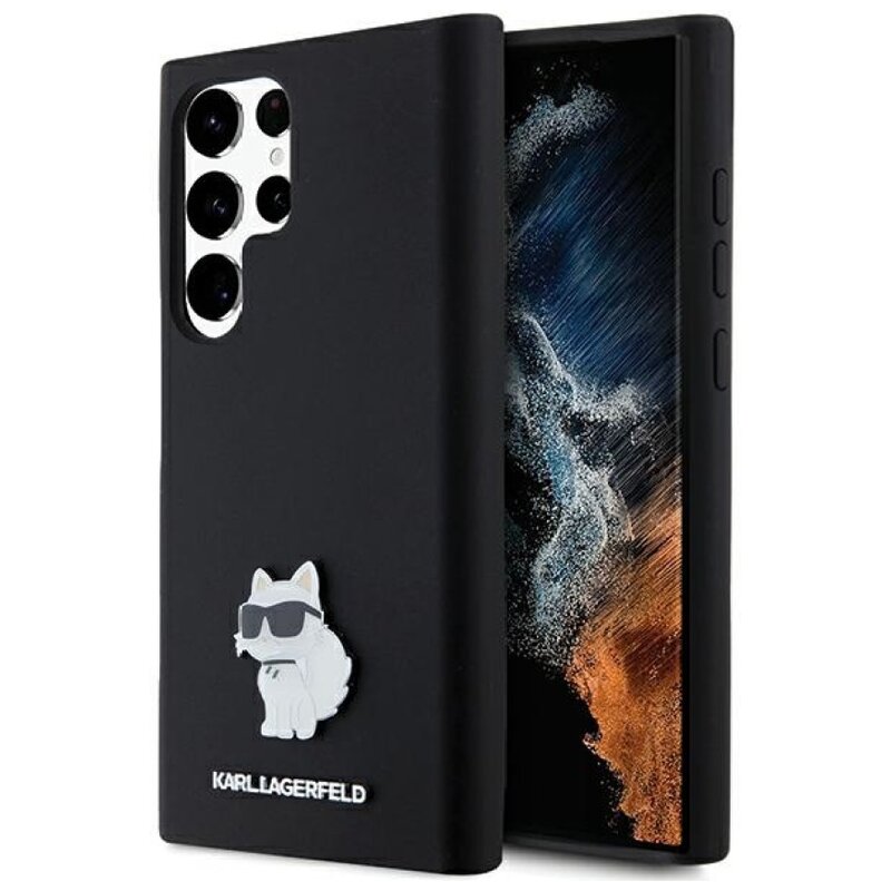 Etui KARL LAGERFELD Silicone Choupette Metal Pin do Samsung Galaxy S24 Ultra Czarny