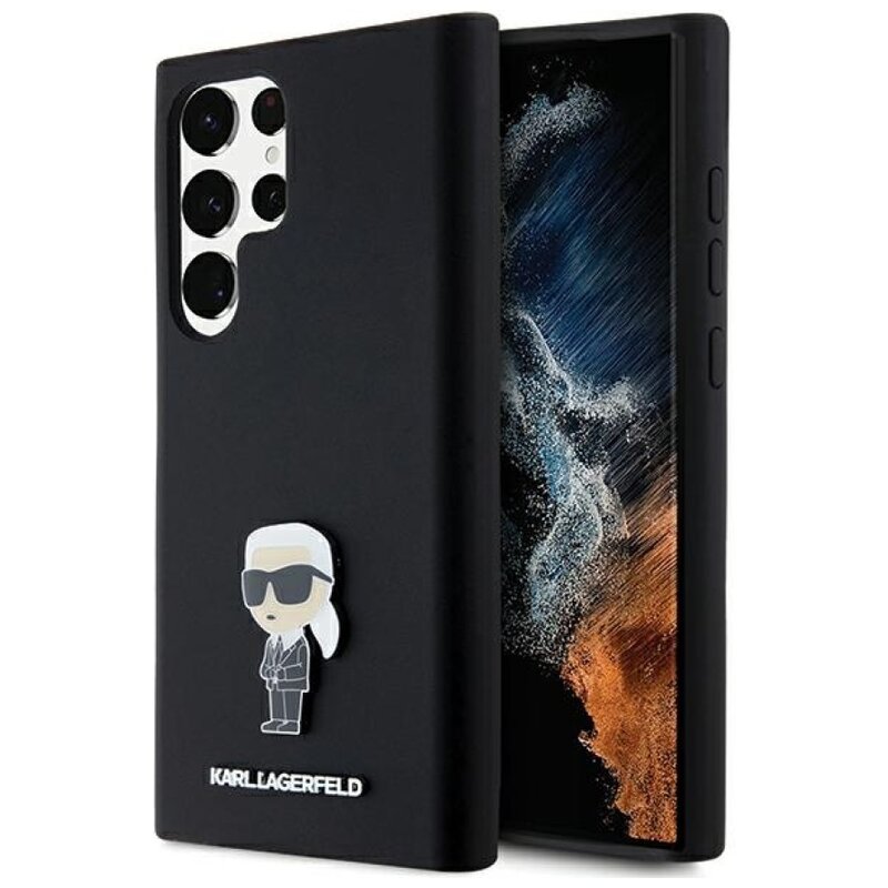 Karl Lagerfeld Silicone Ikonik Metal Pin do Samsung Galaxy S24 Ultra Czarny