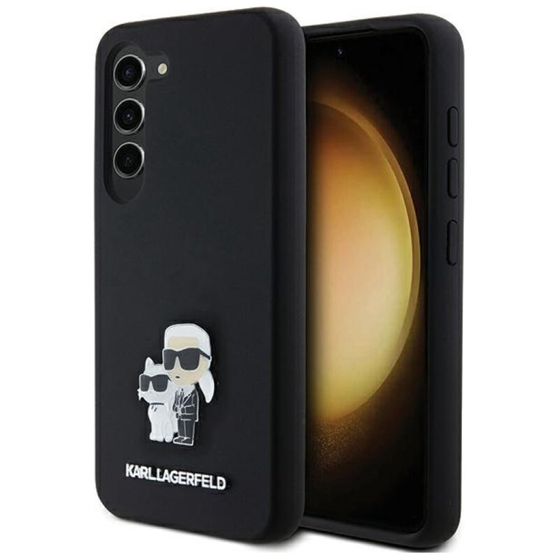 Etui KARL LAGERFELD Silicone Karl&Choupette Metal Pin do Samsung Galaxy S24+ Czarny