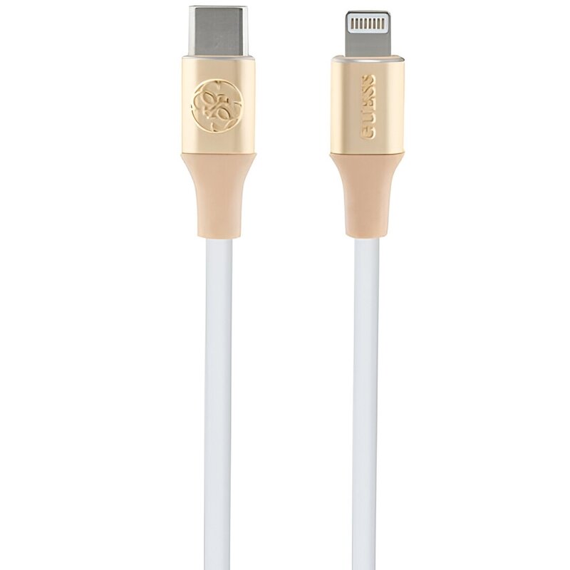 Kabel USB-C -  Lightning GUESS Ebossed Logo 1.5m Złoty