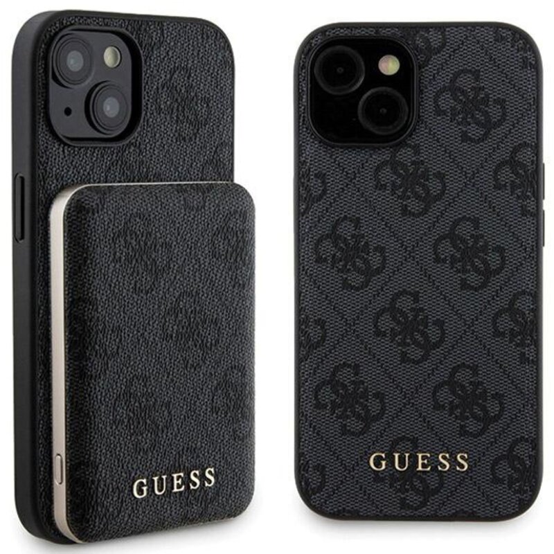 Guess zestaw iPhone 15 + Powerbank 5000mAh MagSafe 4G Metal Logo Czarny