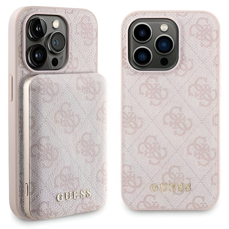 Etui GUESS 4G Metal Logo do Apple iPhone 15 Pro Różowy + Powerbank