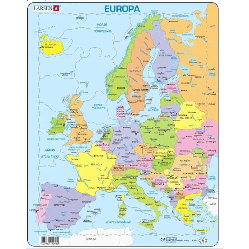 Układanka LARSEN Maxi Europa Mapa Polityczna LA-A8PL (37 elementów)