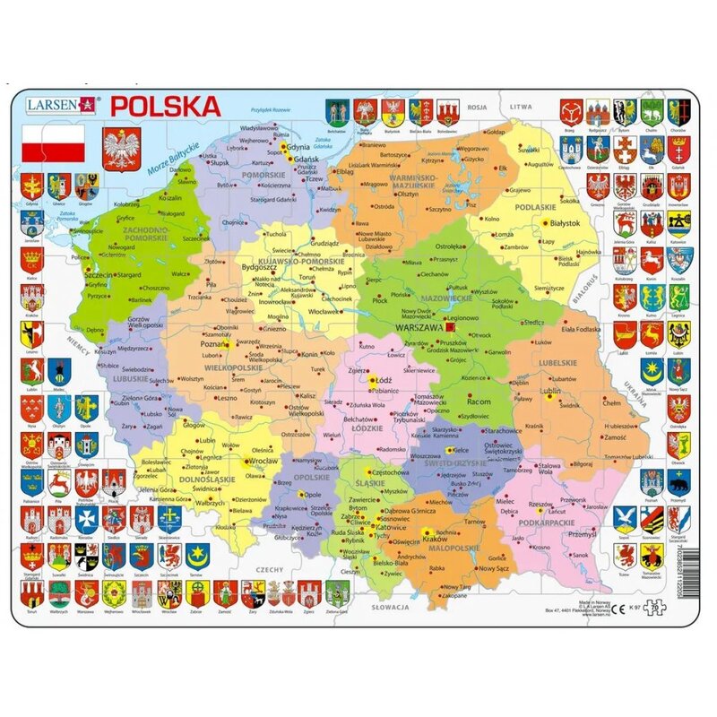 Układanka LARSEN Maxi Polska mapa polityczna LA-K97 (70 elementów)