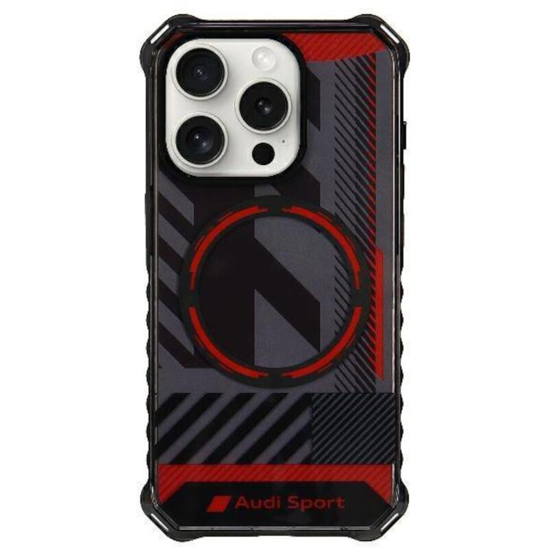 Etui AUDI IML Sport Magsafe do Apple Iphone 15 Pro Czarno-czerwony