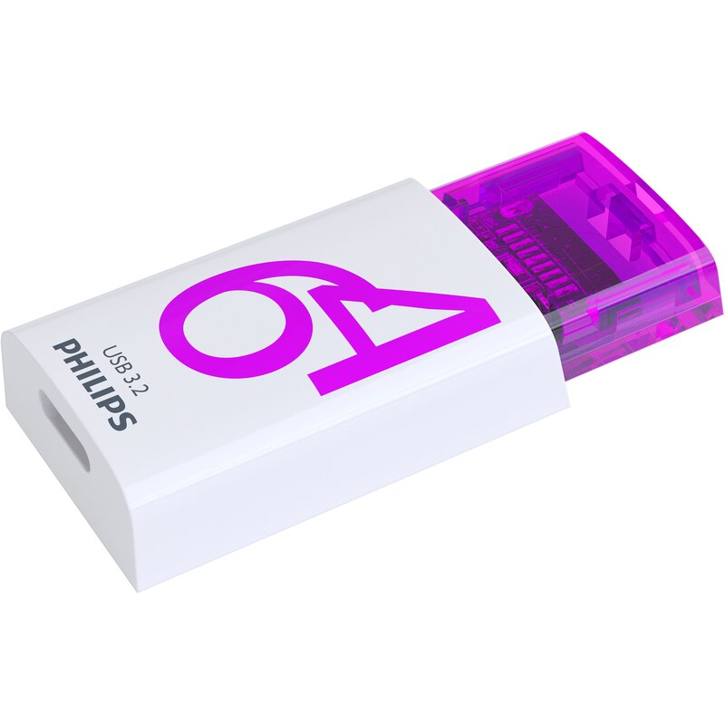 Pendrive PHILIPS Click 64GB, USB-C, Odczyt 120 Mb/s, Zapis 50 Mb/s Biało-fioletowy
