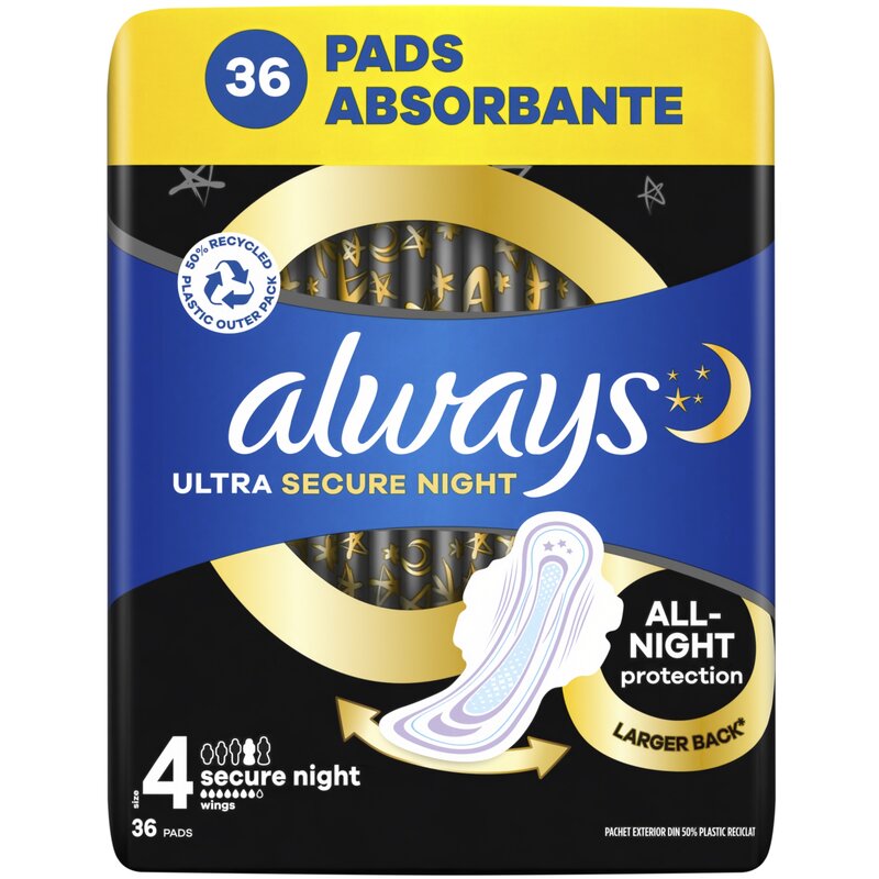 Podpaski ALWAYS Ultra Secure Night Rozmiar 4 (36 sztuk)