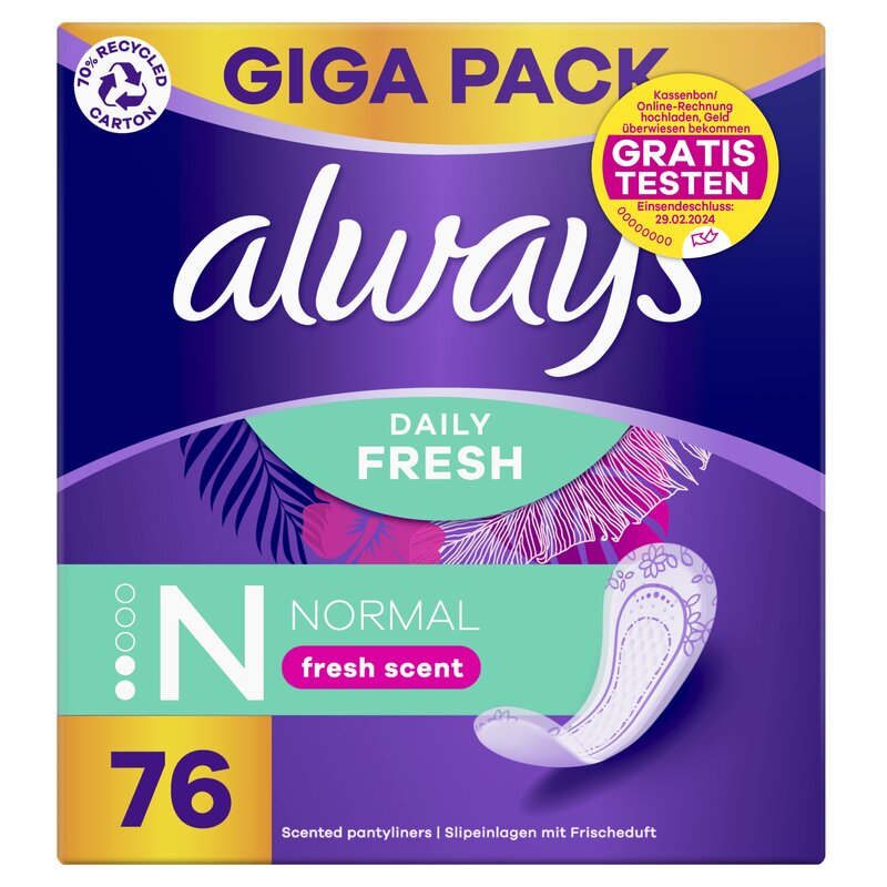 Wkładki higieniczne ALWAYS Daily Fresh Normal (76 sztuk)