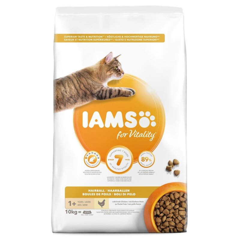 Karma dla kota IAMS For Vitality Hairball Kurczak 10 kg