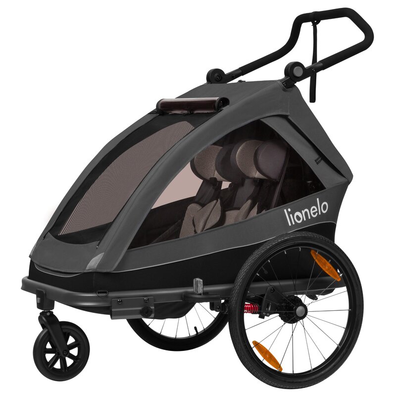 Przyczepka rowerowa LIONELO Cama 64kg Pasy Szaro-grafitowy