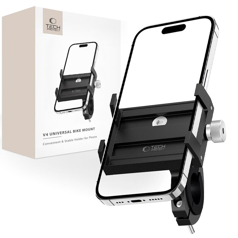 Uchwyt na telefon do roweru TECH-PROTECT V4 Universal Bike Mount Czarny
