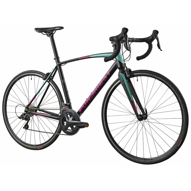 Rower szosowy FONDRIEST Eagle 1.0 D20 28 cali Czarno-różowo-seledynowy