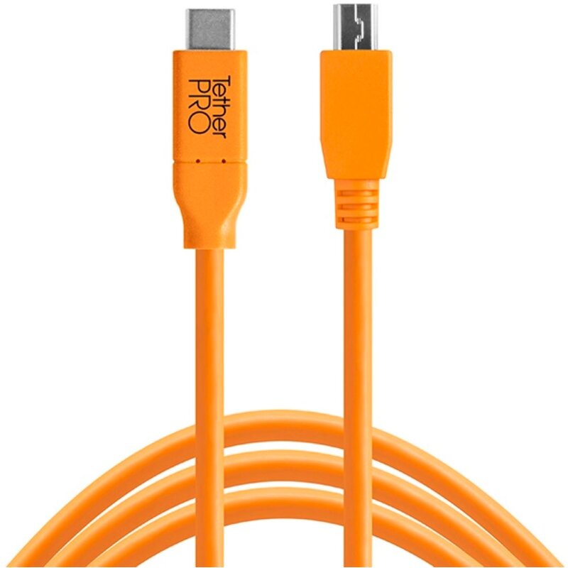 Kabel do tetheringu USB-C - Mini-B 5-Pin TETHER TOOLS Pro 4.6m Pomarańczowy