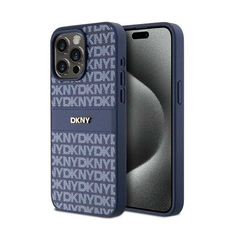 Etui DKNY Leather Mono Stripe & Metal Logo do Apple iPhone 15 Pro Max Niebieski