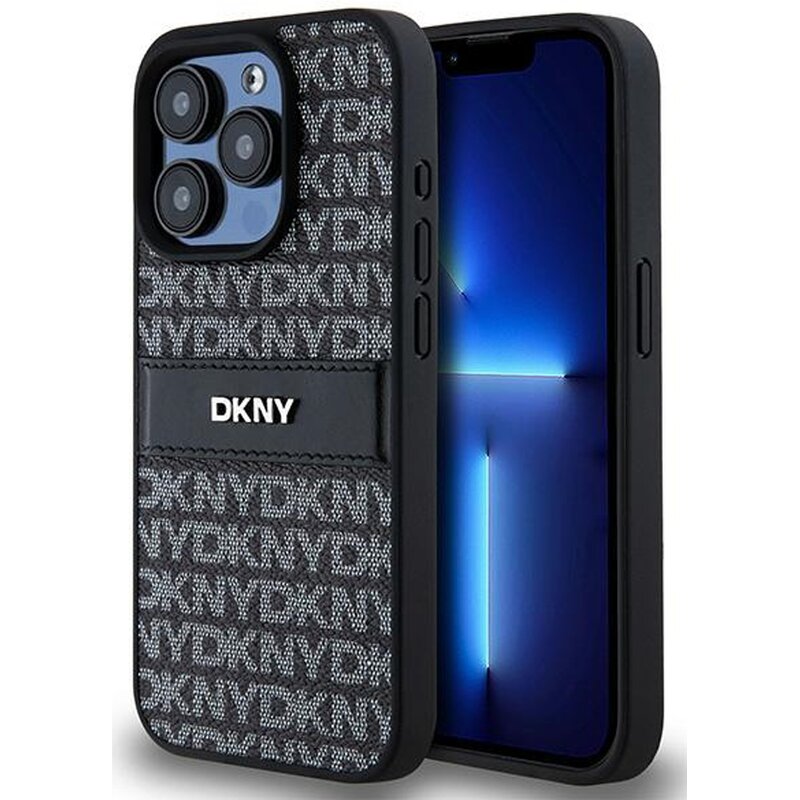 Etui DKNY Leather Mono Stripe & Metal Logo do Apple iPhone 15 Pro Max Czarny