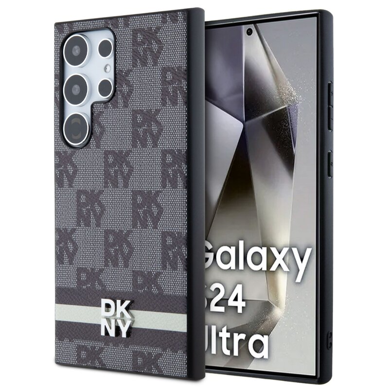 Etui DKNY Leather Checkered Mono Pattern & Printed Stripes do Samsung Galaxy S24 Ultra Czarny