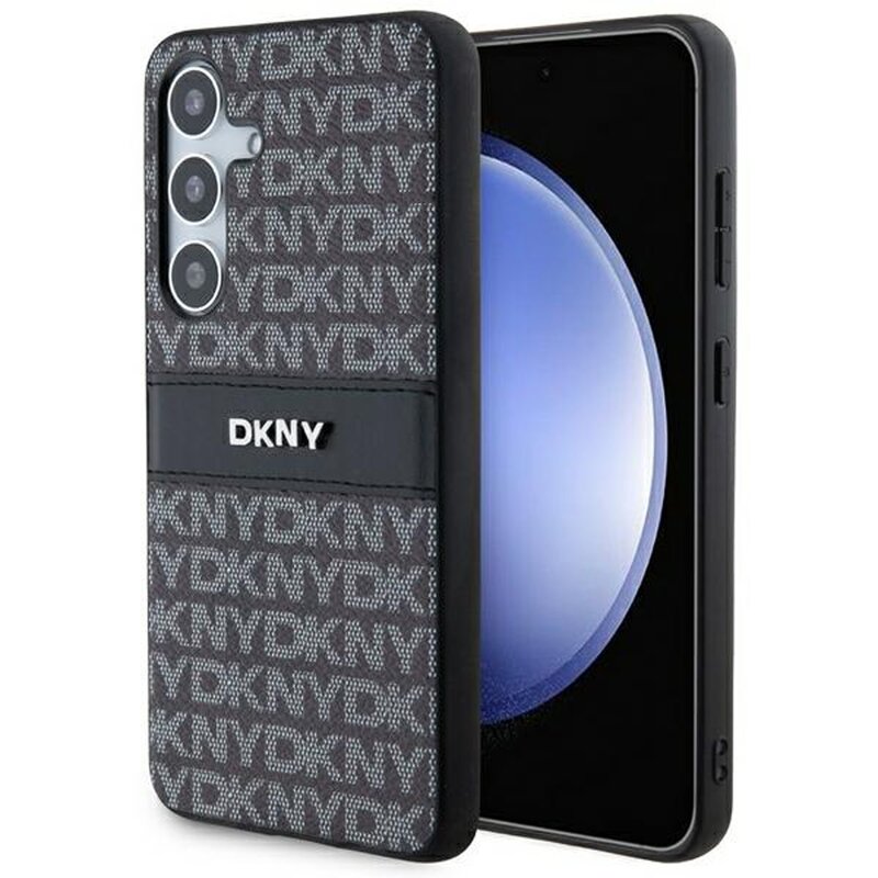 DKNY Leather Mono Stripe & Metal Logo Samsung Galaxy S24+ Czarny