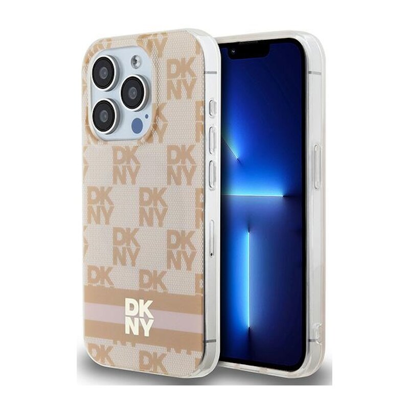 Etui DKNY Hardcase IML Checkered Mono Pattern & Printed Stripes do Apple iPhone 13/13 Pro Różowy