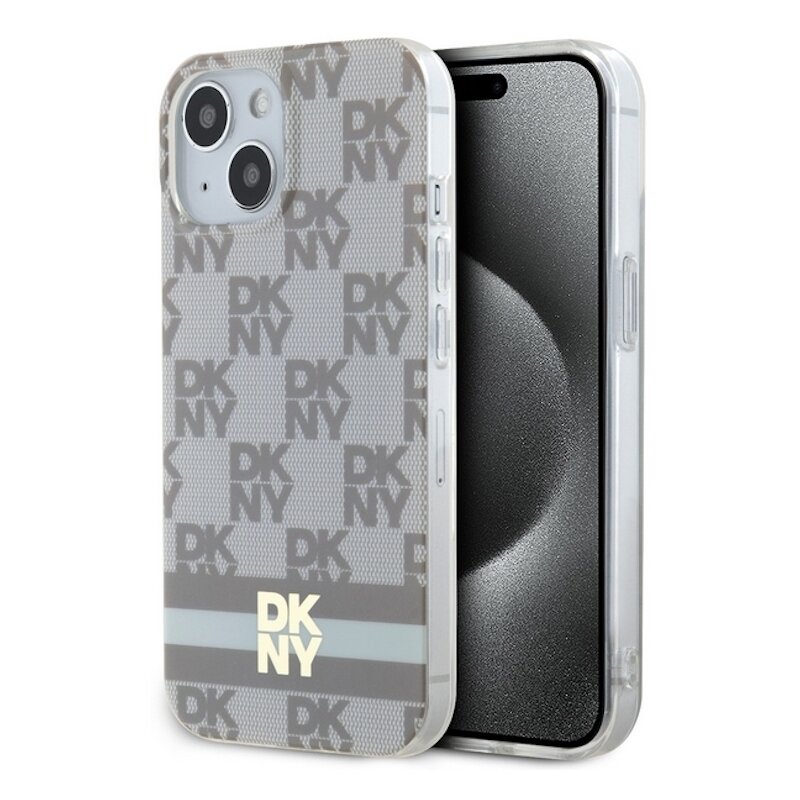 Etui DKNY Hardcase IML Checkered Mono Pattern & Printed Stripes do Apple iPhone 13/14/15 Beżowy