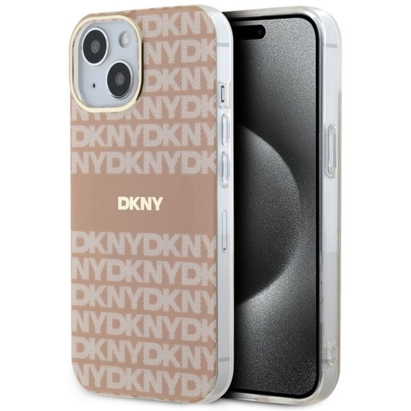 Etui DKNY IML Mono & Stripe MagSafe do Apple iPhone 13/14/15 Różowy