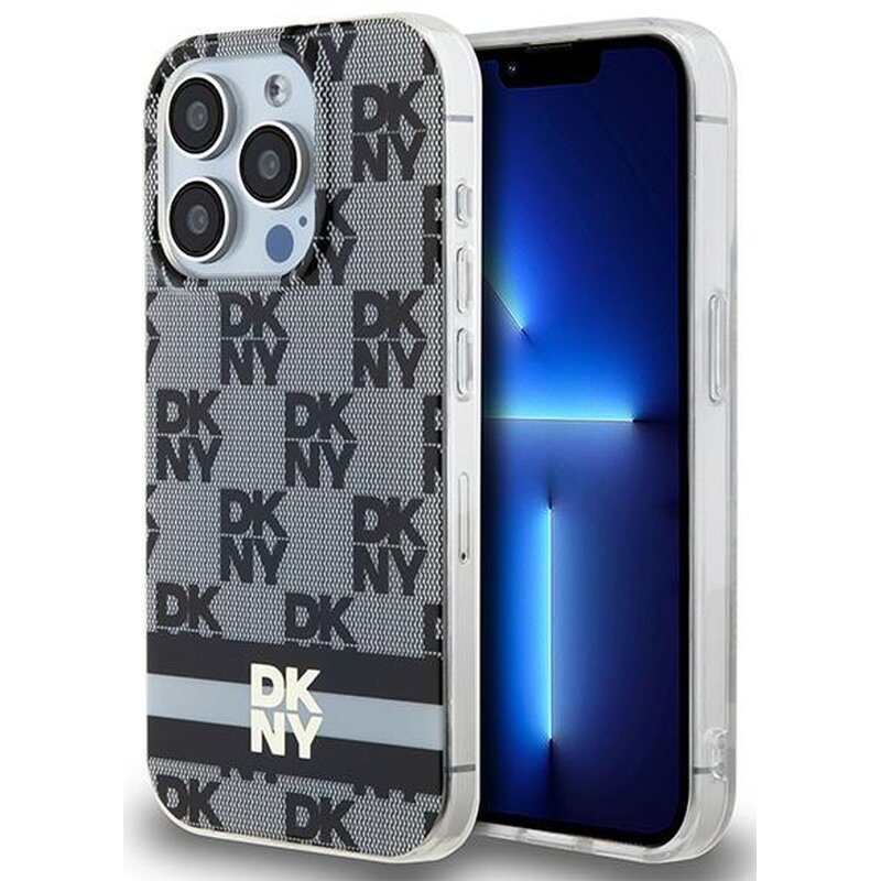DKNY IML Checkered Mono Pattern & Printed Stripes MagSafe do iPhone 14 Pro Max Czarny