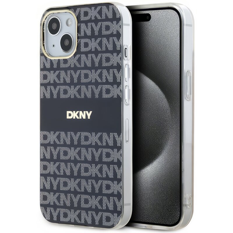 Etui DKNY IML Mono & Stripe MagSafe do Apple iPhone 14 Plus/15 Plus Czarny