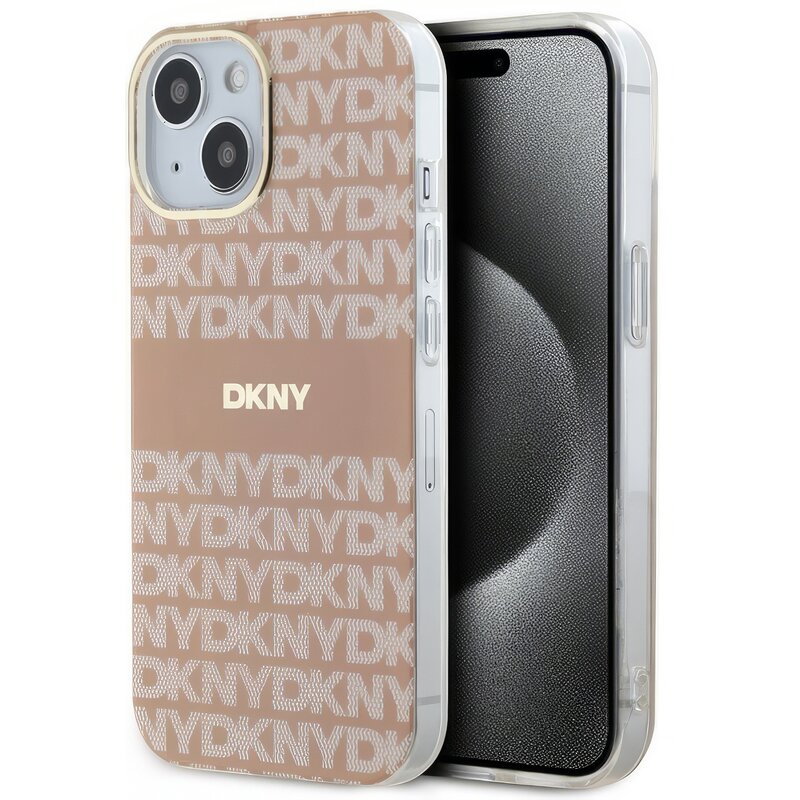Etui DKNY IML Mono & Stripe MagSafe do Apple iPhone 14 Plus/15 Plus Różowy
