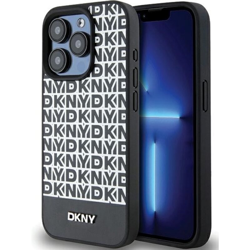 Etui DKNY Leather Printed Pattern Metal Logo MagSafe do Apple iPhone 15 Pro Max Czarny