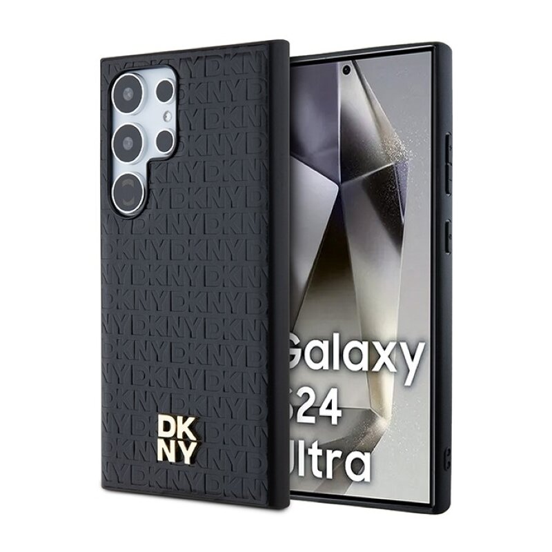 DKNY Leather Pattern Metal Logo MagSafe do Samsung Galaxy S24 Ultra Czarny