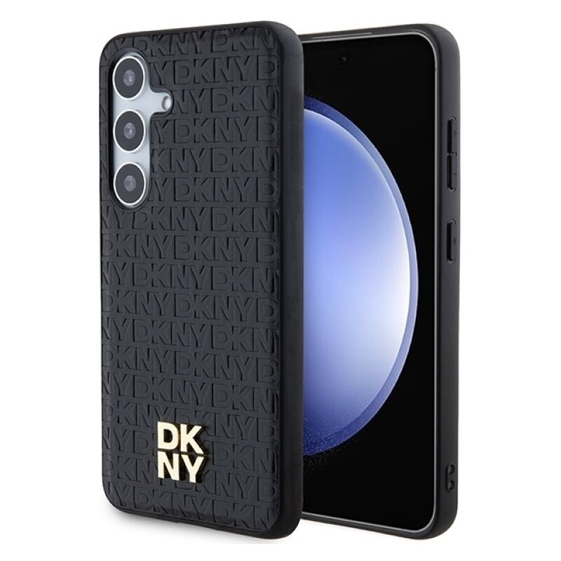 Etui DKNY Leather Pattern Metal Logo MagSafe do Samsung Galaxy S24+ Czarny