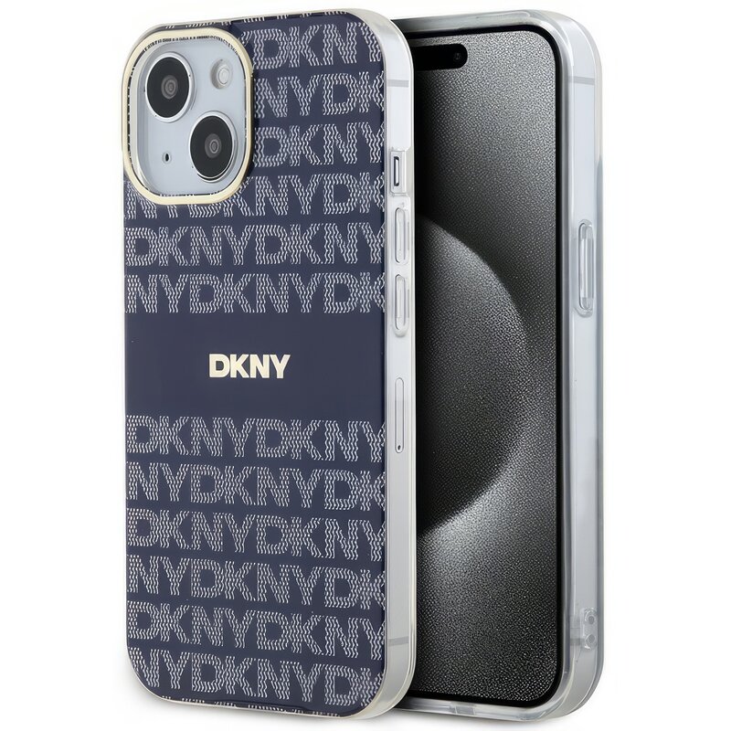 Etui DKNY IML Mono & Stripe MagSafe do Apple iPhone 13/14/15 Niebieski