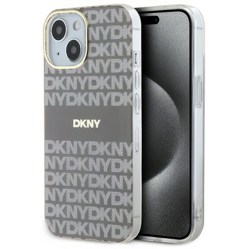 Etui DKNY IML Mono & Stripe MagSafe do Apple iPhone 13/14/15 Beżowy