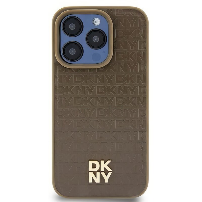 DKNY Hardcase Leather Pattern Metal Logo MagSafe DKHMP15SPSHRPSW do iPhone 15 Brązowy