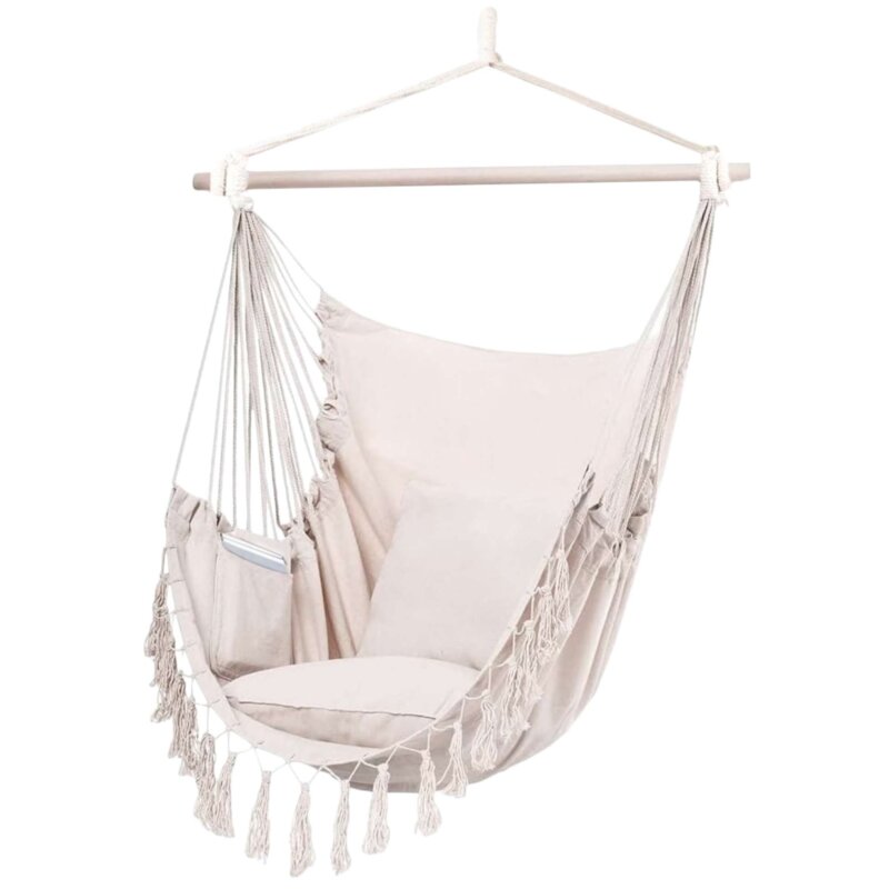 Fotel hamakowy podwieszany EHOKERY Bahio Beżowy