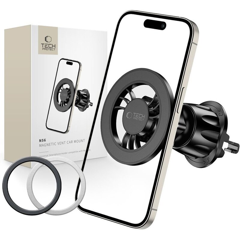 Uchwyt na telefon i smartfon TECH-PROTECT N56 Magsafe Vent Czarny uchwyt samochodowy na kratkę nawiewu