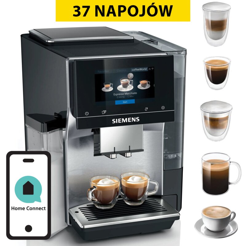 Ekspres SIEMENS EQ700 TQ717R03 Stal ciemna (Cold Brew) sterowanie przez aplikacje HomeConnect