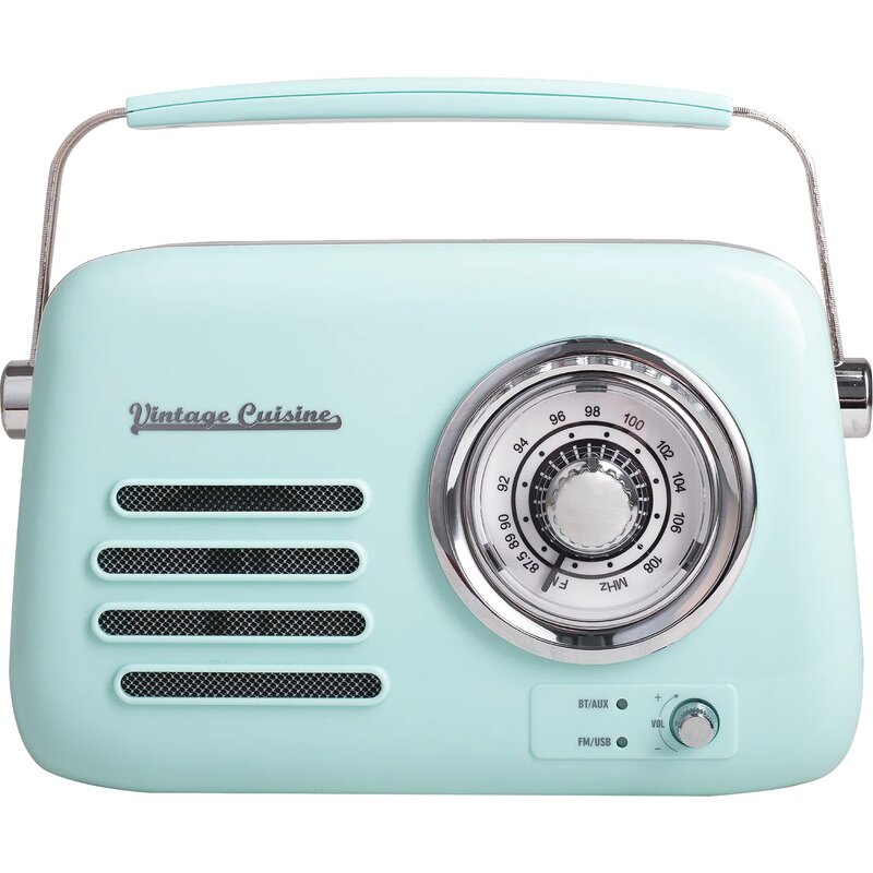 Radio VINTAGE CUISINE Analogowe Przenośne Chrom Miętowy