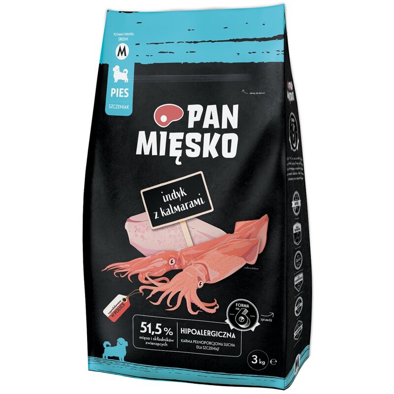 Karma dla psa PAN MIĘSKO Indyk z Kalmarami 3 kg